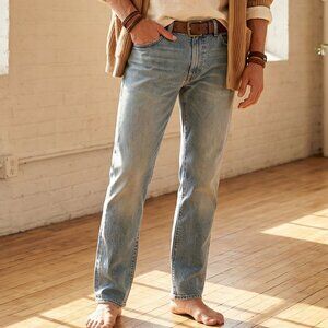 $228 Baldwin Kansas City men's Henley Light Blue Denim Jeans 36/34